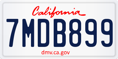 CA license plate 7MDB899