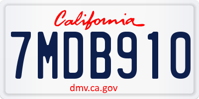 CA license plate 7MDB910