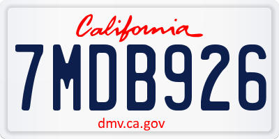 CA license plate 7MDB926