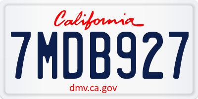 CA license plate 7MDB927