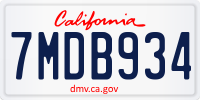 CA license plate 7MDB934