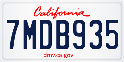 CA license plate 7MDB935