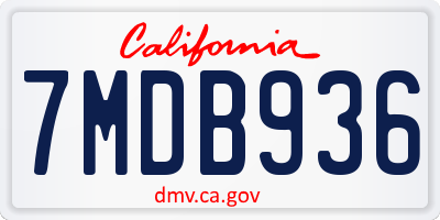 CA license plate 7MDB936