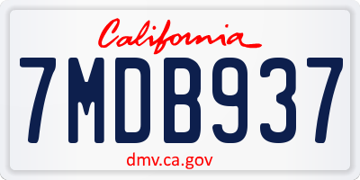 CA license plate 7MDB937