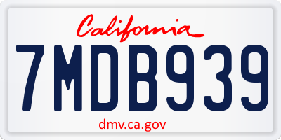 CA license plate 7MDB939