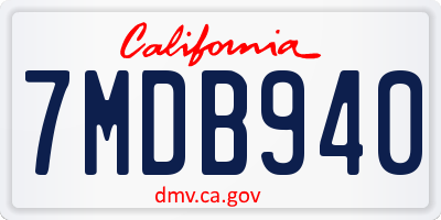 CA license plate 7MDB940