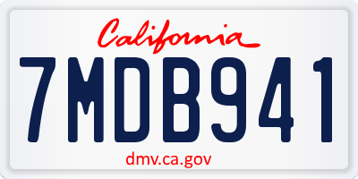 CA license plate 7MDB941