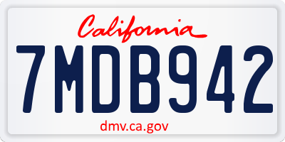CA license plate 7MDB942