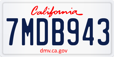CA license plate 7MDB943