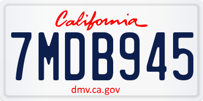 CA license plate 7MDB945