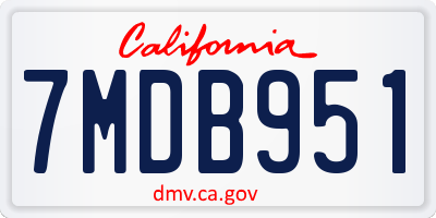 CA license plate 7MDB951