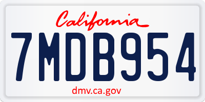 CA license plate 7MDB954