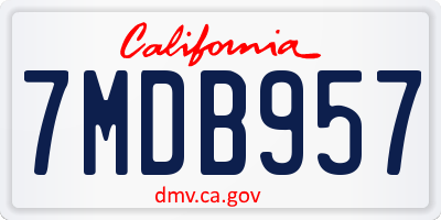 CA license plate 7MDB957