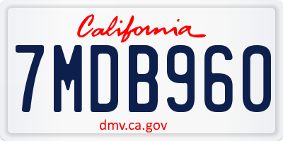 CA license plate 7MDB960