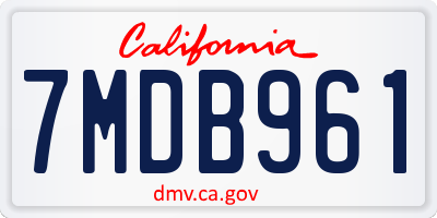 CA license plate 7MDB961