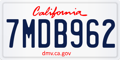 CA license plate 7MDB962
