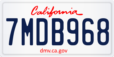 CA license plate 7MDB968