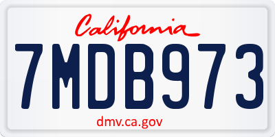 CA license plate 7MDB973