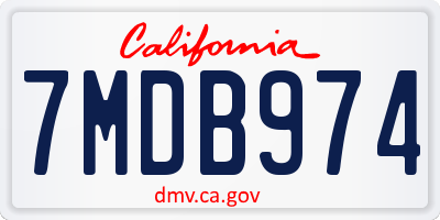 CA license plate 7MDB974