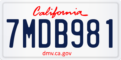 CA license plate 7MDB981