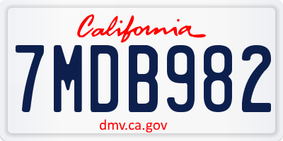 CA license plate 7MDB982