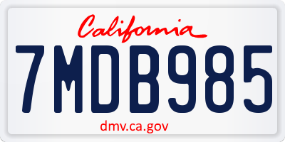 CA license plate 7MDB985