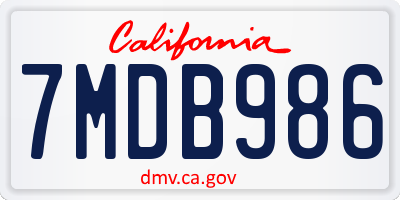 CA license plate 7MDB986