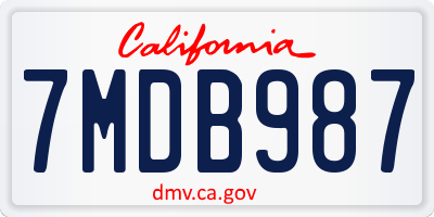 CA license plate 7MDB987