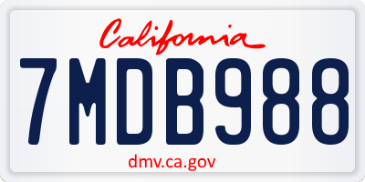 CA license plate 7MDB988