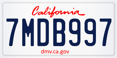 CA license plate 7MDB997