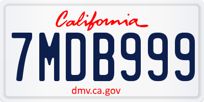 CA license plate 7MDB999