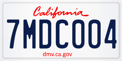 CA license plate 7MDC004