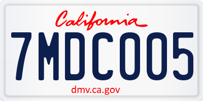 CA license plate 7MDC005
