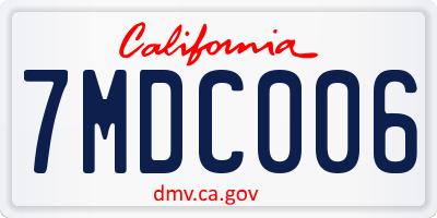 CA license plate 7MDC006