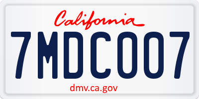 CA license plate 7MDC007