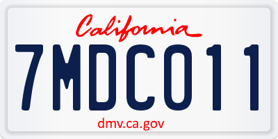 CA license plate 7MDC011