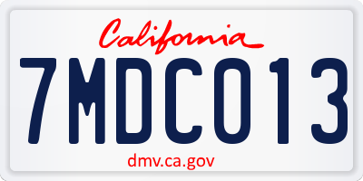 CA license plate 7MDC013