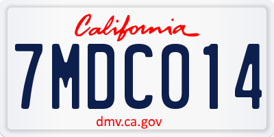 CA license plate 7MDC014