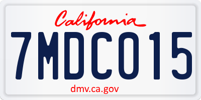CA license plate 7MDC015