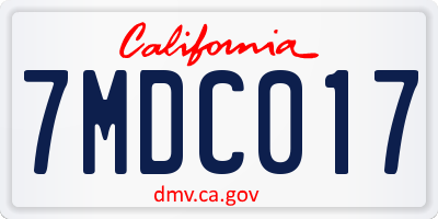 CA license plate 7MDC017
