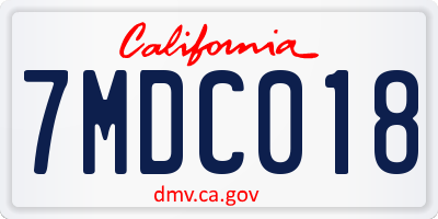 CA license plate 7MDC018