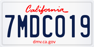 CA license plate 7MDC019