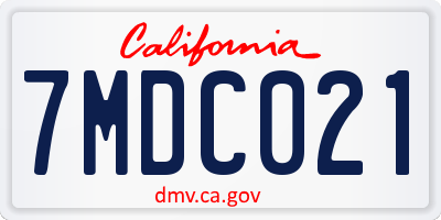 CA license plate 7MDC021