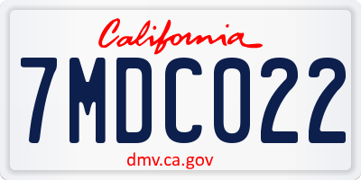 CA license plate 7MDC022