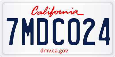 CA license plate 7MDC024