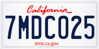 CA license plate 7MDC025