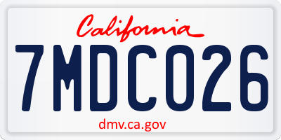 CA license plate 7MDC026