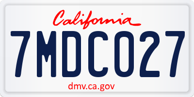 CA license plate 7MDC027