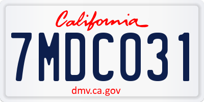 CA license plate 7MDC031