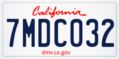 CA license plate 7MDC032